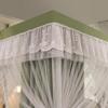 Princess Canopy Mosquito Net, Double-Layer Bed Curtain with Ruffles, Sage Green, California King view 3