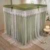 Princess Canopy Mosquito Net, Double-Layer Bed Curtain with Ruffles, Sage Green, California King view 4