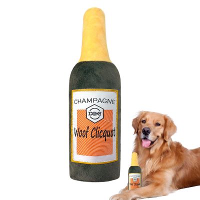 Ungtyb Plush Squeaky Dog Toy, Beer Bottle-Shaped Chew Toy