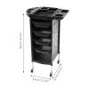 soudesileim 5-Tier Salon Trolley with 4 Drawers and 2 Storage Compartments, Black view 3