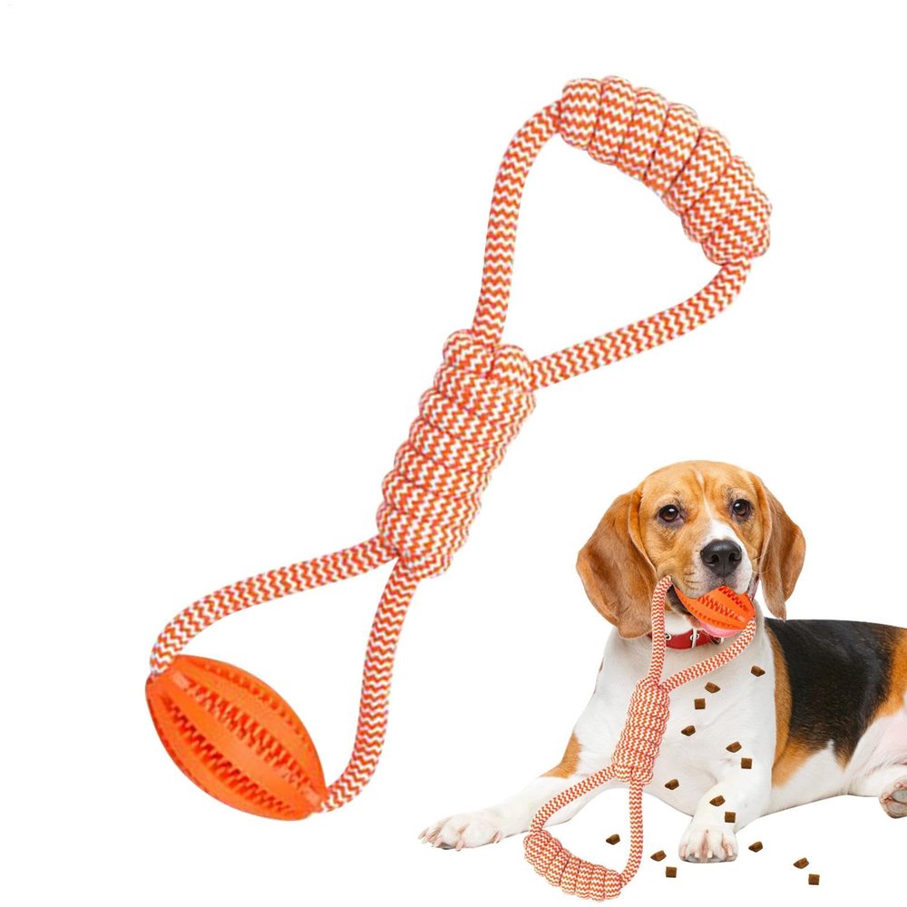 Ball and Rope Dog Toy with Treat Dispensing and Tugging