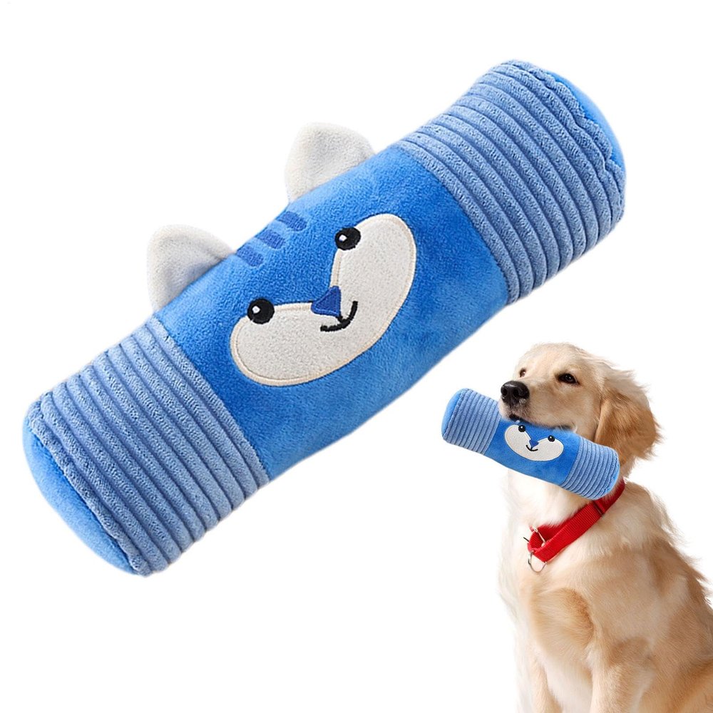 Interactive Squeaky Dog Toy - Cylindrical Plush Toy