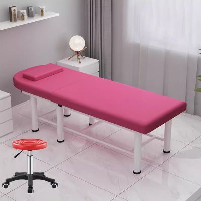 DEOPXF Massage Table, Stable Metal Frame, Adjustable Non-Slip Feet, Wear-Resistant, Rose Red, Round Belt Chair