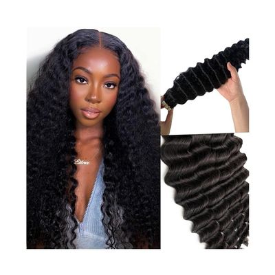 Deep Wave Remy Human Hair Tape-In Extensions, Natural Black