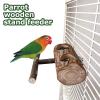 Bird Perch & Feeding Dish Stand with Claw-Grinding Stick, Natural Wood, 5.91 x 5.51 x 2.56 in view 3