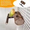 Bird Perch & Feeding Dish Stand with Claw-Grinding Stick, Natural Wood, 5.91 x 5.51 x 2.56 in view 4