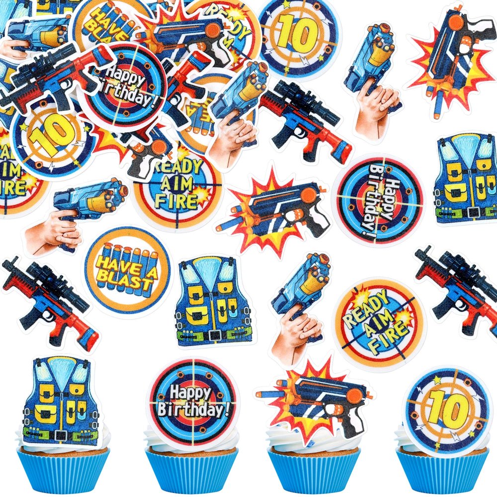 Blumomon 40-Piece Edible Toy Gun Cupcake Toppers