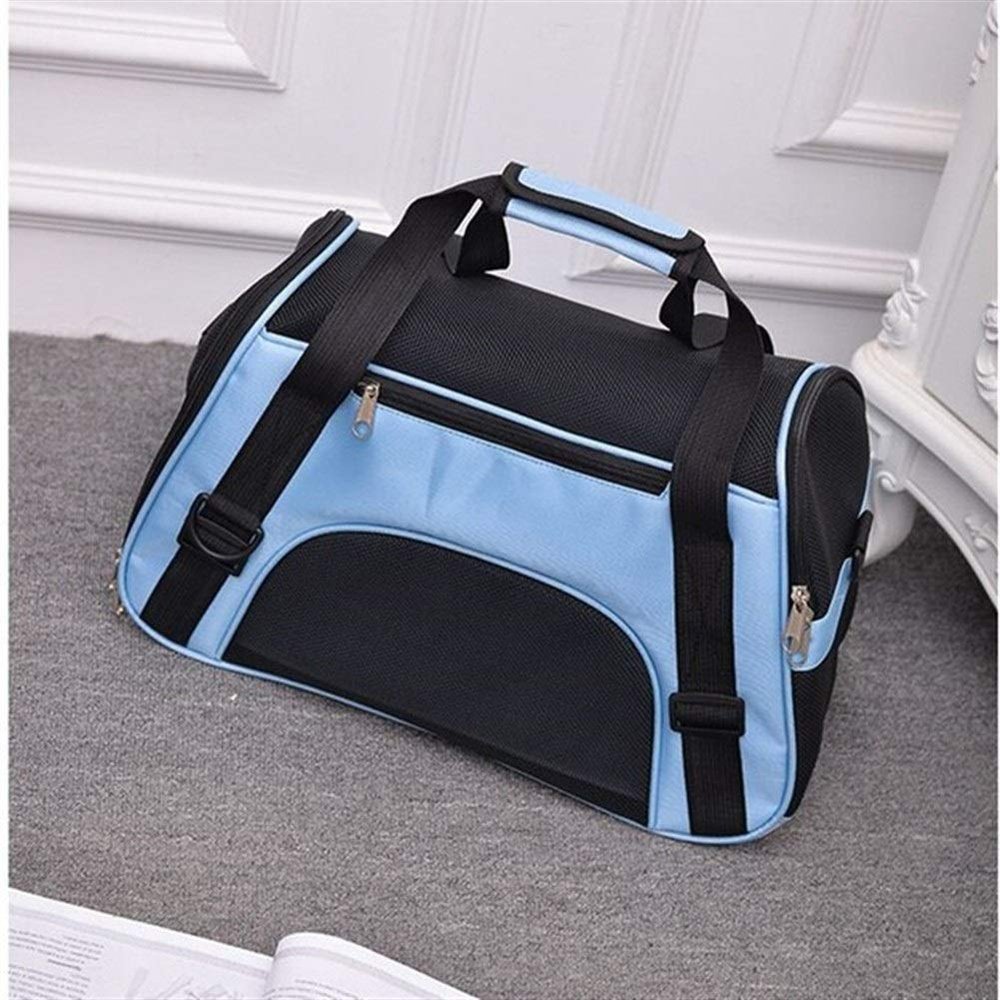 Portable Dog and Cat Carrier Bag, Blue Wool Mat, 43 x 21 x 30 cm