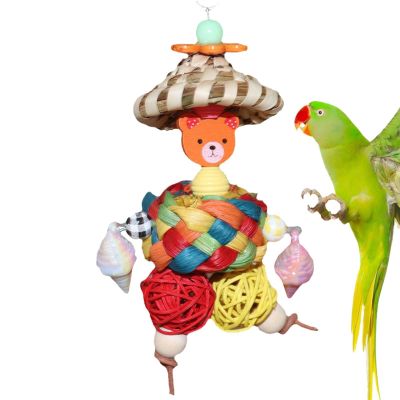 Large Parrot Toy | Natural Accessories for Parrots, Foraging Toy, Colorful Interactive Budgie Cage Accessory for Small and Medium Budgerigars