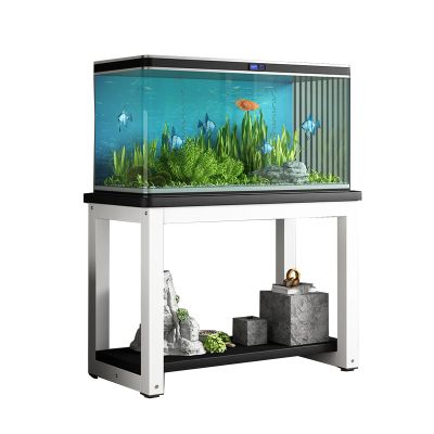 Aquarium Stand, 70 cm High, 90 x 45 cm, White Frame with Black Shelf