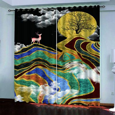 MAYNUO 3D Moose Blackout Curtains for Kids’ Room, 2 Panels, 140 x 160 cm