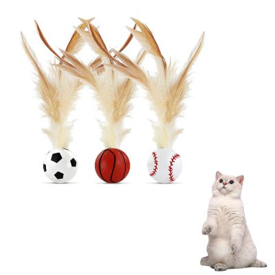 Andiker 3PCS Cat Bouncy Ball with Feather