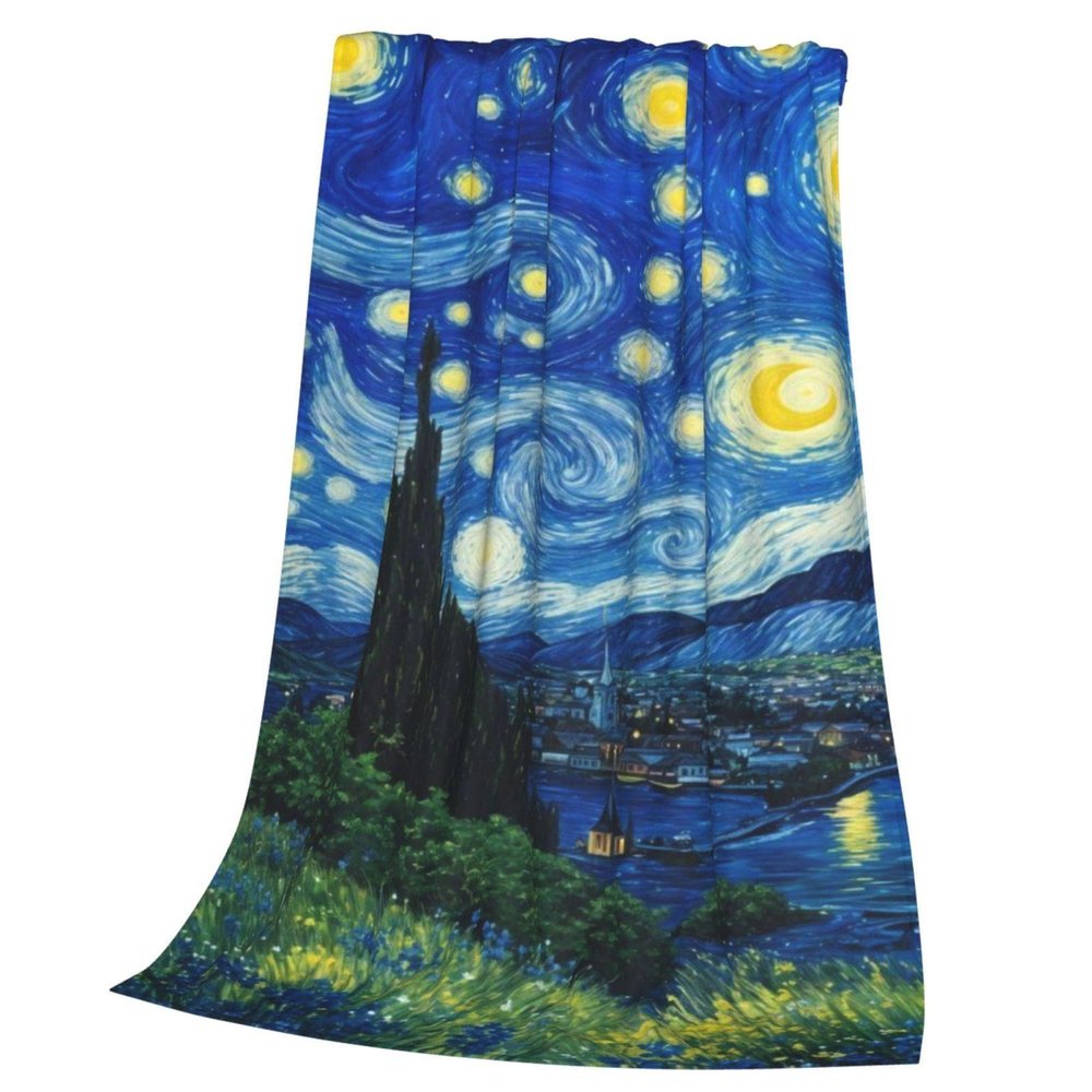 UKIXOM Starry Night Throw Blanket, Modern Flannel Knit Blanket, Soft Comfort for Sofa and Bed, Travel, 200 x 200 cm (78.74 x 78.74 in)