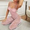 Women's XXL Burgundy Lace Silk Halterneck Babydoll Negligée, Open Bottom view 3