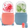 flintronic Ice Roller, 2-Piece Silicone Face and Eye Massage Rollers, Reusable (Blue + Pink) view 1