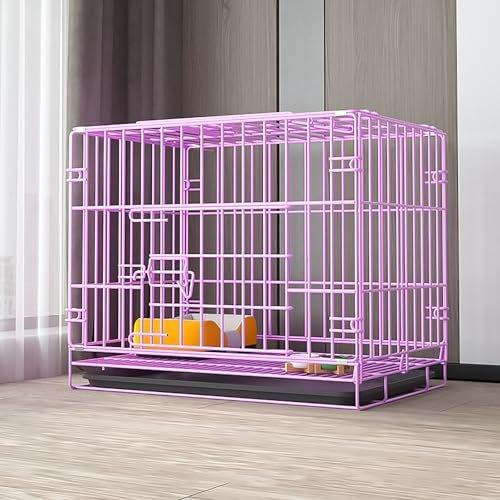 Foldable Metal Puppy Playpen Dog Crate with Removable Tray, Portable Indoor/Outdoor Pet Cage, Easy to Carry for Travel - 50 x 33 x 38 cm