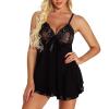 Generic Valentine's Sheer Lingerie Set for Women, Sexy Lace Push-Up Bodysuit, 2-Piece Set, Babydoll Dress, Plus Sizes, Red view 1
