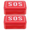 2 Red Metal SOS Survival Boxes for Hiking and Camping view 1