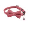 Adjustable Velvet Cat Collar with Bell and Bow Tie (Pink) view 1