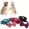Adjustable Velvet Cat Collar with Bell and Bow Tie (Pink) view 2