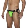 CUT4MEN Black and Neon Green Men's Faux Leather Jock Snap Brief, S/M view 2