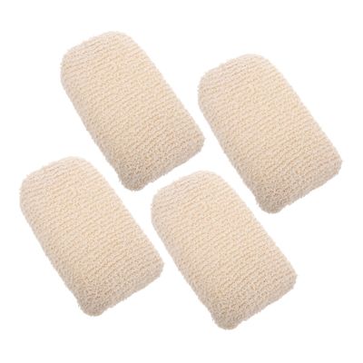 Children’s Bath Sponges, 4-Piece Set, Cotton and Linen, Beige