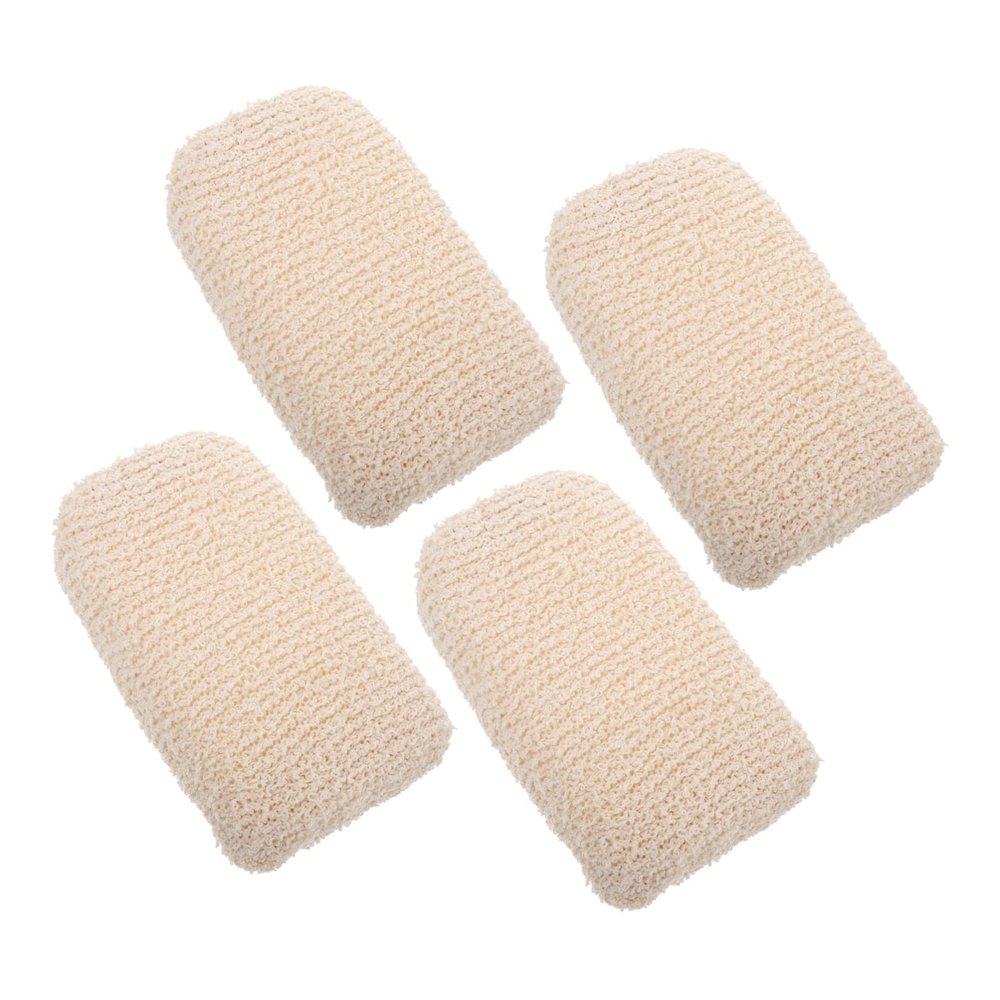 Children’s Bath Sponges, 4-Piece Set, Cotton and Linen, Beige