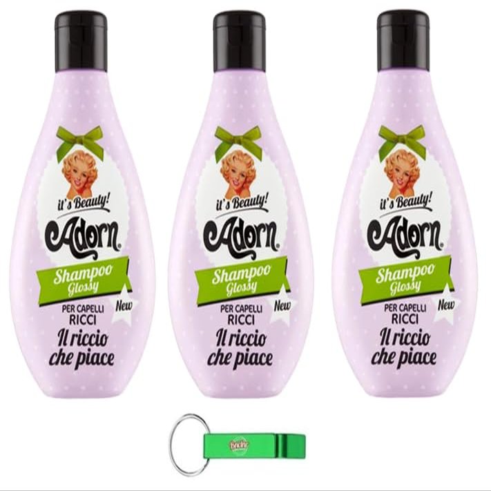 3x Adorn Shampoo for Curly Hair, 250 ml + Free Beni Culinari Keychain