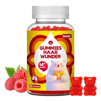 Hair Growth Biotin Gummies, High-Dose 10,000 g, Raspberry Flavor, Sugar-Free Vegan Hair Vitamins for Women