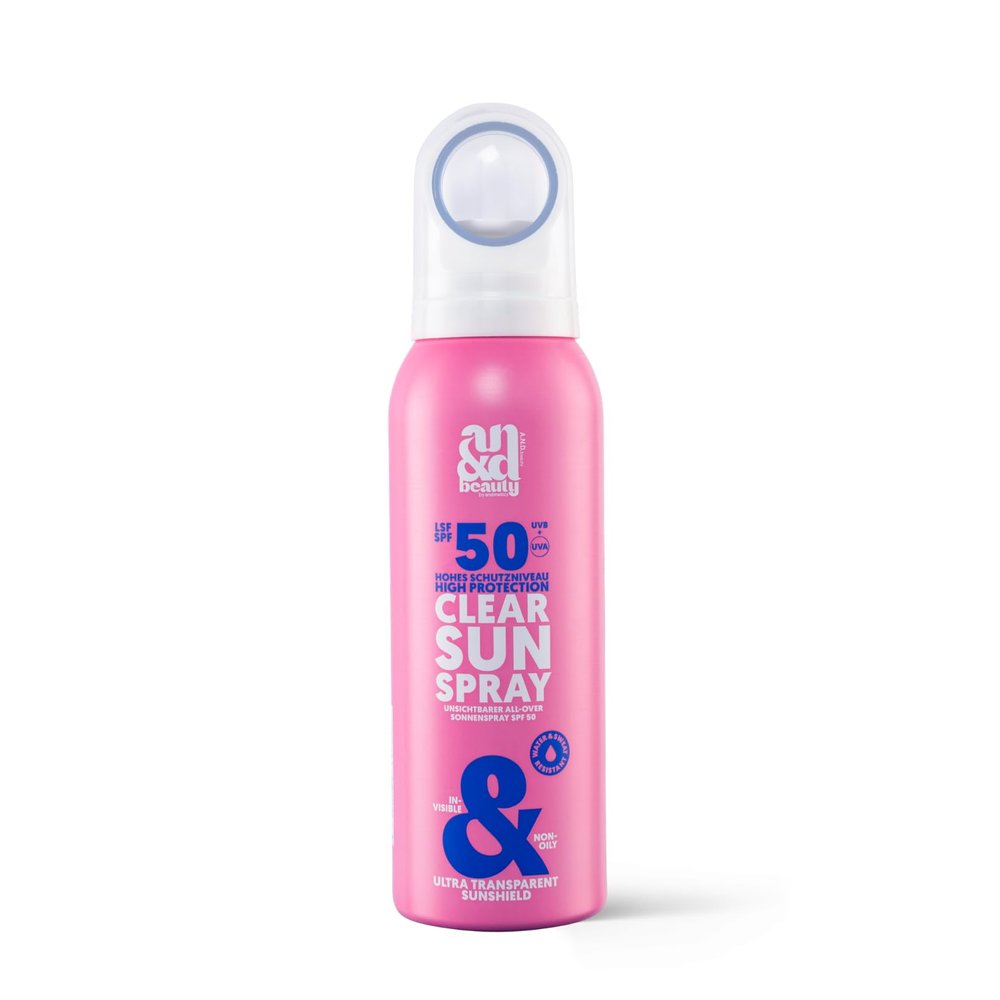 ANDbeauty Clear Sun Spray SPF 50, Transparent Sunscreen for Face & Body, Invisible, Ultra-Light & Non-Greasy, 100 ml, Vegan & Clean