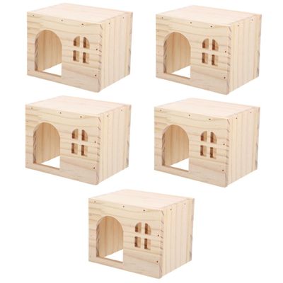 HAPINARY 5-Piece Versatile Wooden Guinea Pig Hideout, Hamster Hideaway and Rat Tunnel