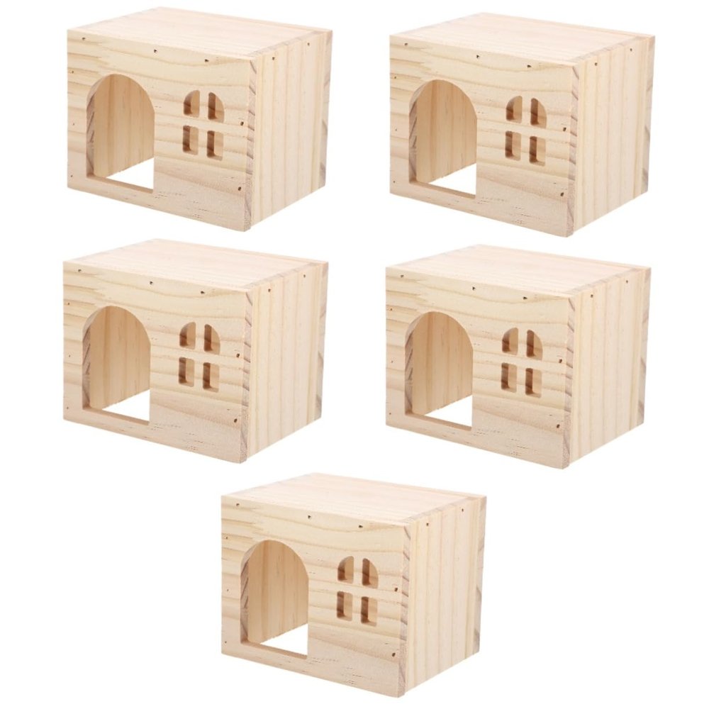 HAPINARY 5-Piece Versatile Wooden Guinea Pig Hideout, Hamster Hideaway and Rat Tunnel