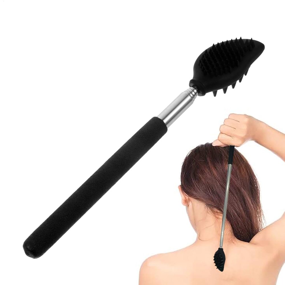 Expandable Telescopic Back Scratcher with Silicone Brush