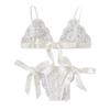 Women's Sexy Plus-Size Floral Embroidery Lingerie Set with Underwire Bra and G-String view 1