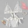 Women's Sexy Plus-Size Floral Embroidery Lingerie Set with Underwire Bra and G-String view 3