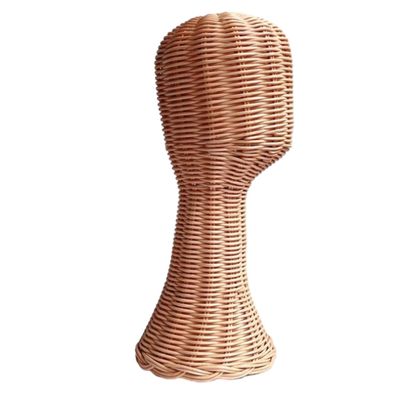 VILLFUL Brown Handwoven Rattan Hat Stand for Hats and Wigs