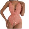 Women's 2-Piece Lace Lingerie Set with Fishnet Bodystocking, Thong and Floral Embroidery view 1