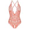 Women's 2-Piece Lace Lingerie Set with Fishnet Bodystocking, Thong and Floral Embroidery view 2