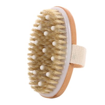 1-Piece Shower Brush, Portable Handheld Brush with Wooden Bristles, Exfoliating Massage, Soft Spa Brush, Shower Massage Tool (B)