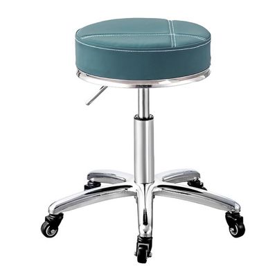 QPKZ Green PU Leather Height-Adjustable Rolling Stool