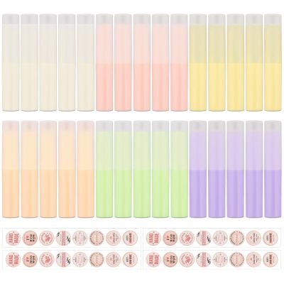 Ktxaby 30-Pack 4 g Refillable Lip Balm Tubes with Stickers, DIY Cosmetic Containers for Travel, 6 Colors