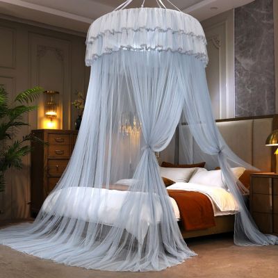 AQCQDQ Dome Mosquito Net Bed Canopy, 120 cm, Blue-Gray