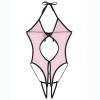 Women's Latex Lingerie Set with Push-Up Underwire Bra, Lace and Silicone-Grip Stockings view 2