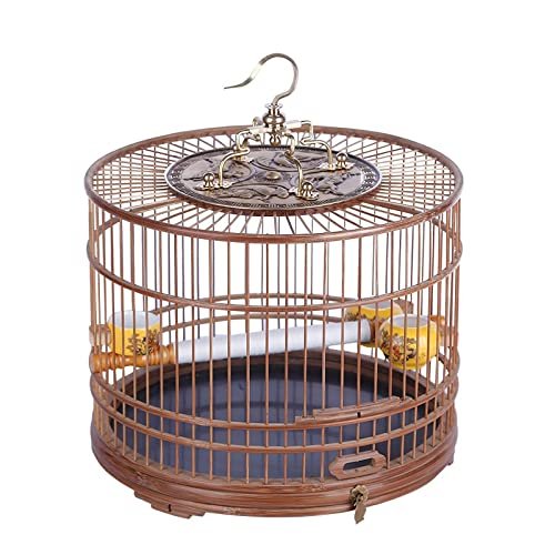 DFGHNBVC Bird Cage, Drawer-Type Bamboo Cage, Round Birdhouse, Large, Qn002 Full-Fabric