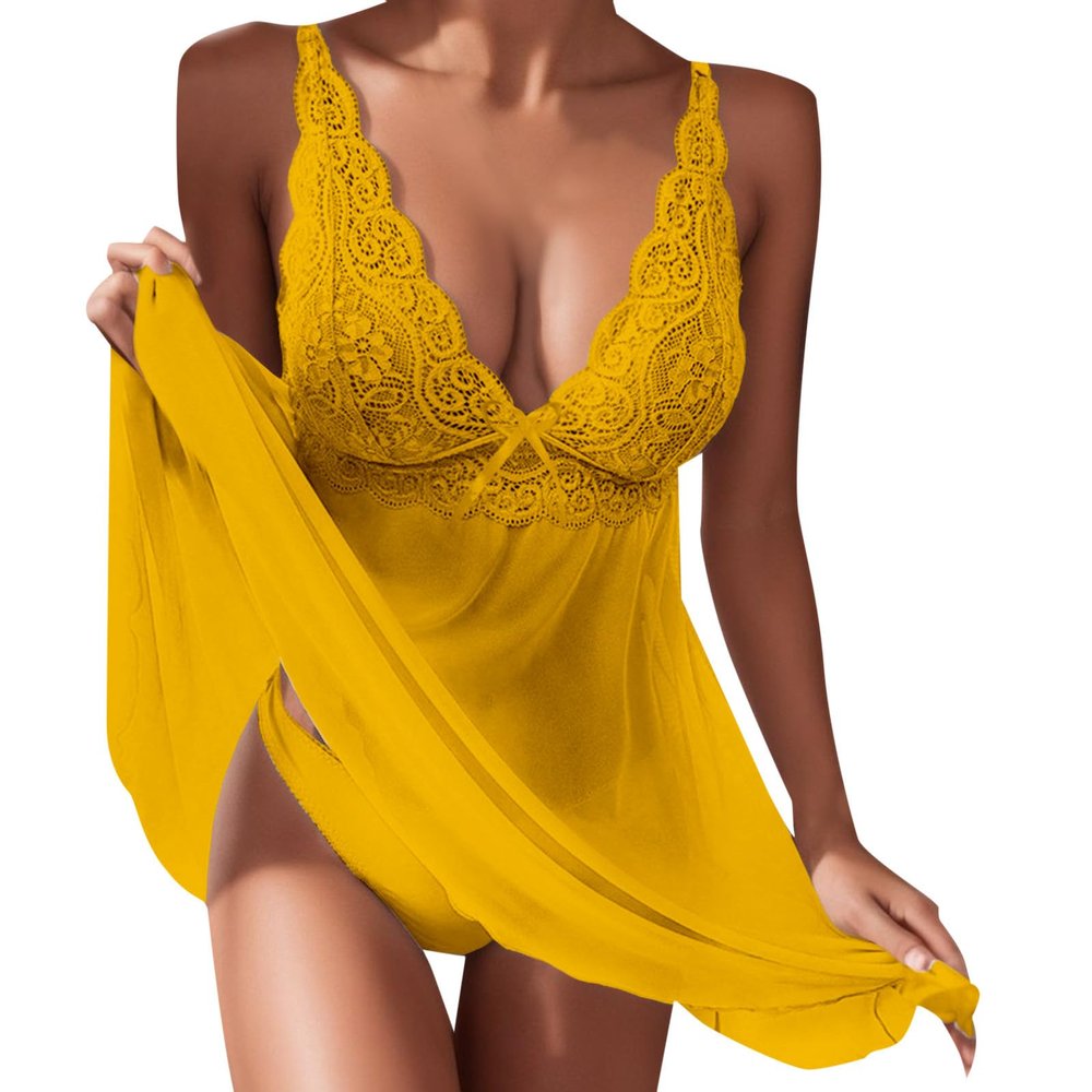 Women's Sexy Lingerie: Lace Bodysuit Teddy, Sheer Long-Sleeve Babydoll Robe, Plus Sizes