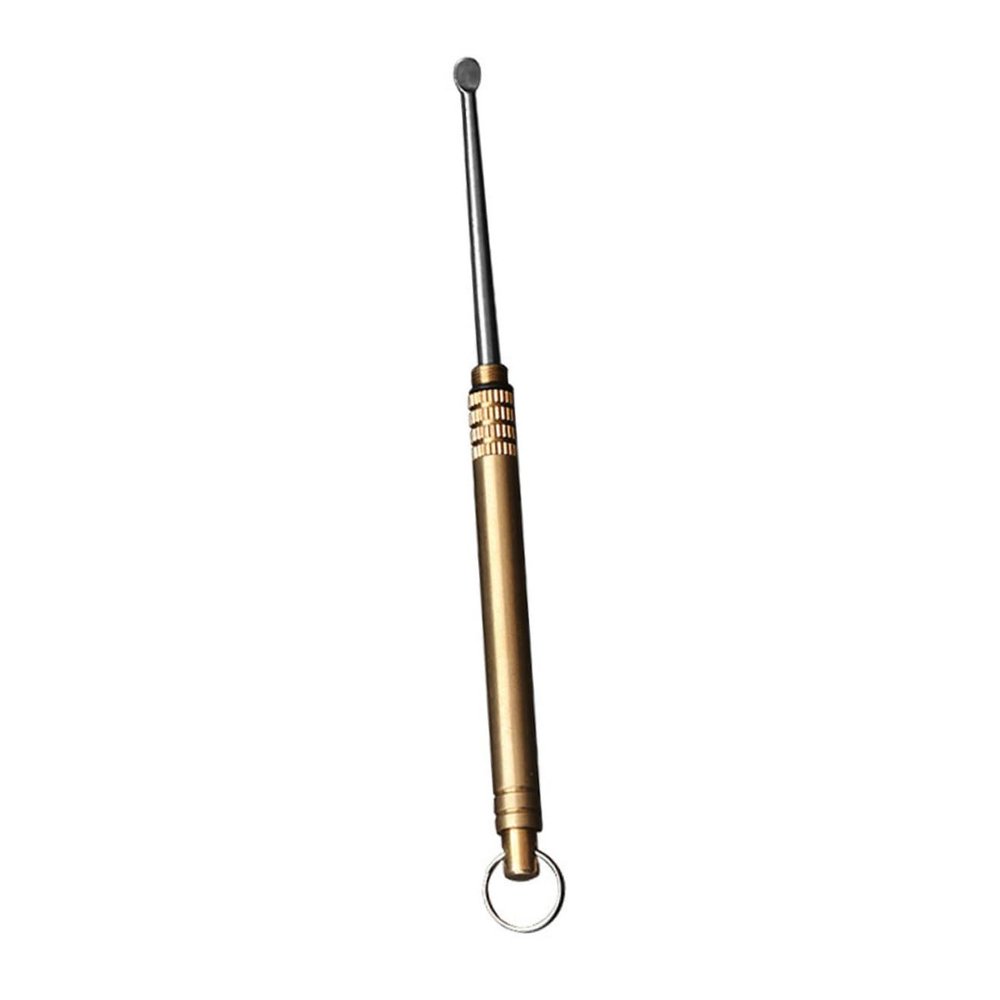 Portable, Lightweight Gold Ear Spoon in Stainless Steel and Brass
