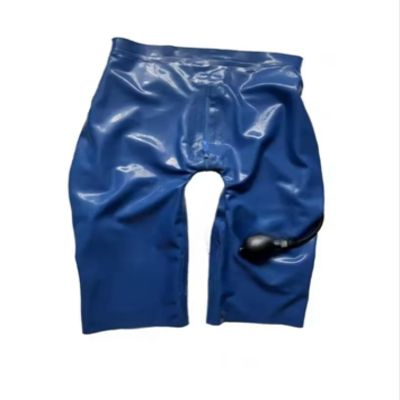 VIYOLI Inflatable Latex Shorts for Men, Crotch Zipper, Handmade, Double-Layer Underwear, Transparent, 3XL
