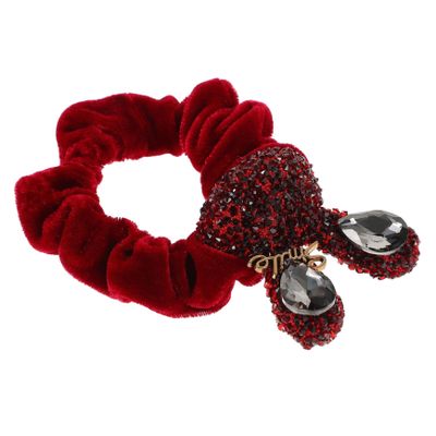 LALADEFIEE Rabbit-Shaped Velvet Hair Ties with Rhinestones