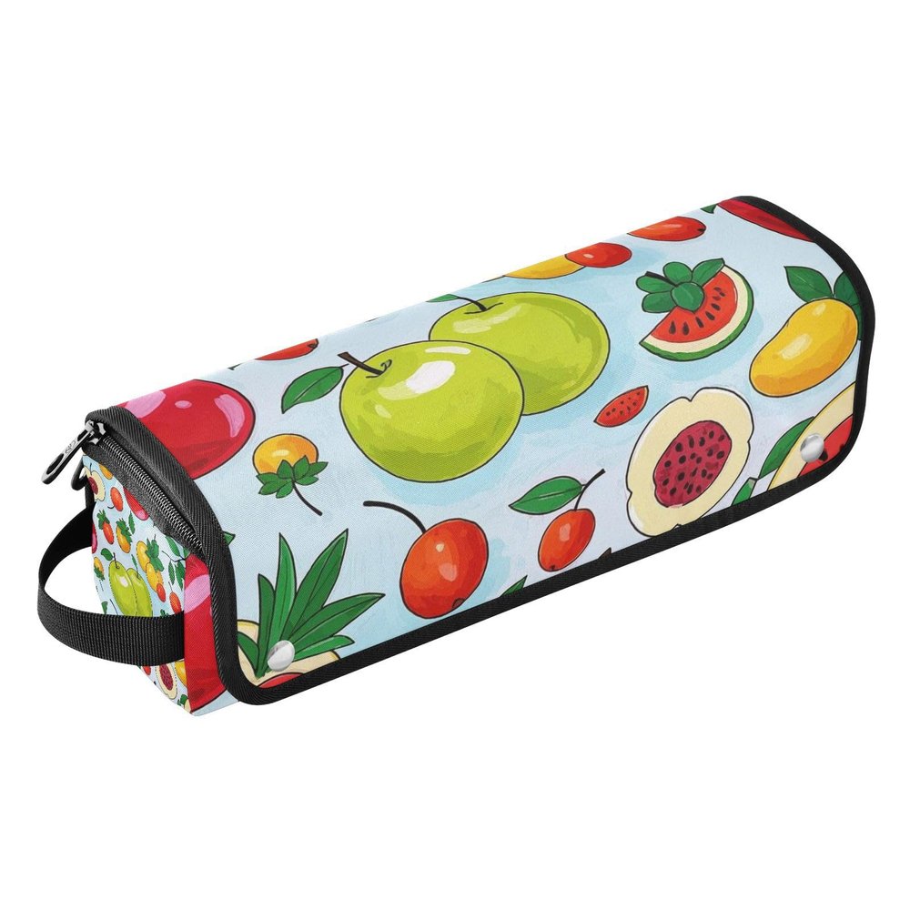 Customizable Fruit-Pattern Travel Hair Tool Bag with Heat-Resistant Mat
