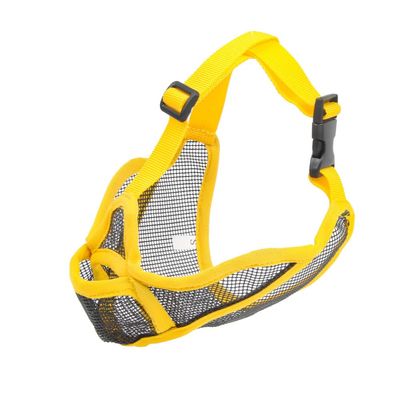 Rocky Green Breathable Dog Muzzle for Short-Nosed Breeds, Adjustable Protective Gear Against Biting, Barking and Eating, 5 Sizes (S, Yellow)
